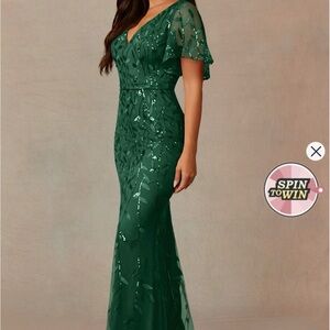 Azazie dark green dress upstudio